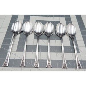 Oneida Northland Pasadena Soup Spoon Black Rose Accent Flatware Set of 6 Korea